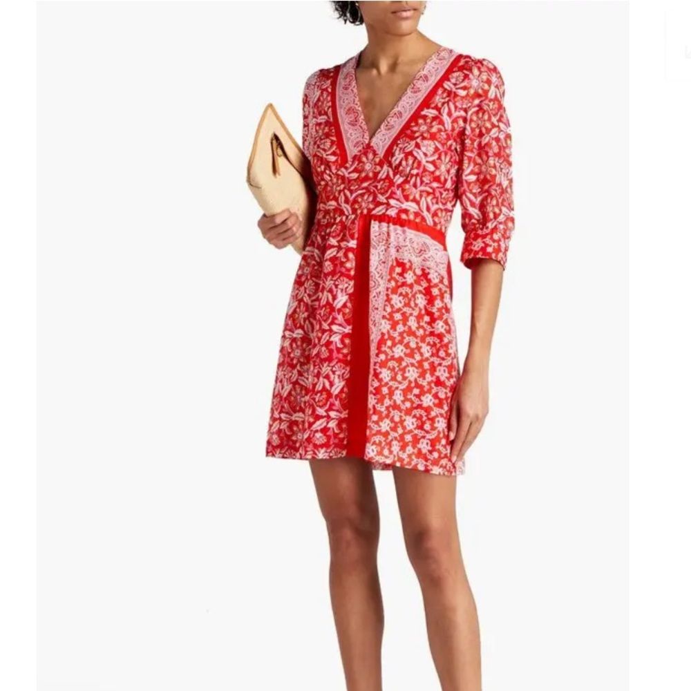 Antik Batik Iloni Mini Dress Floral-Print Voile Cotton And Silk-Blend Eur 36 /Xs